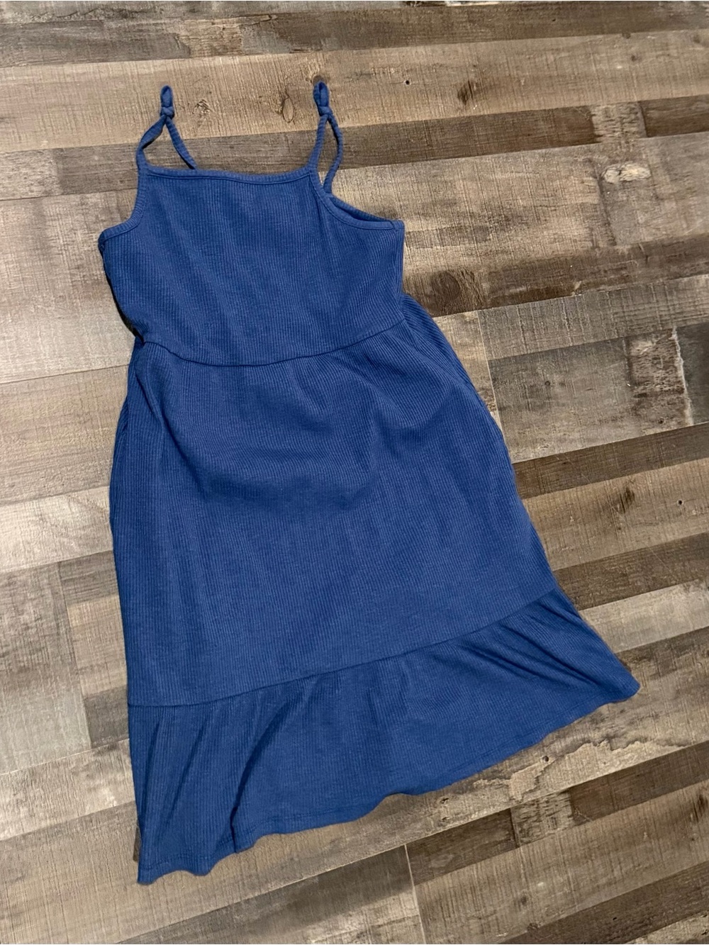 Old Navy Royal Blue Spaghetti Strap Ruffle-Hem Dress